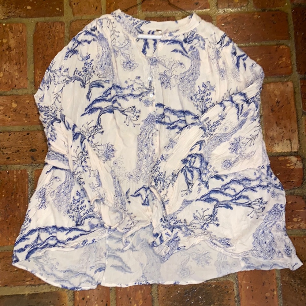 Free People Patterned Button Up Top